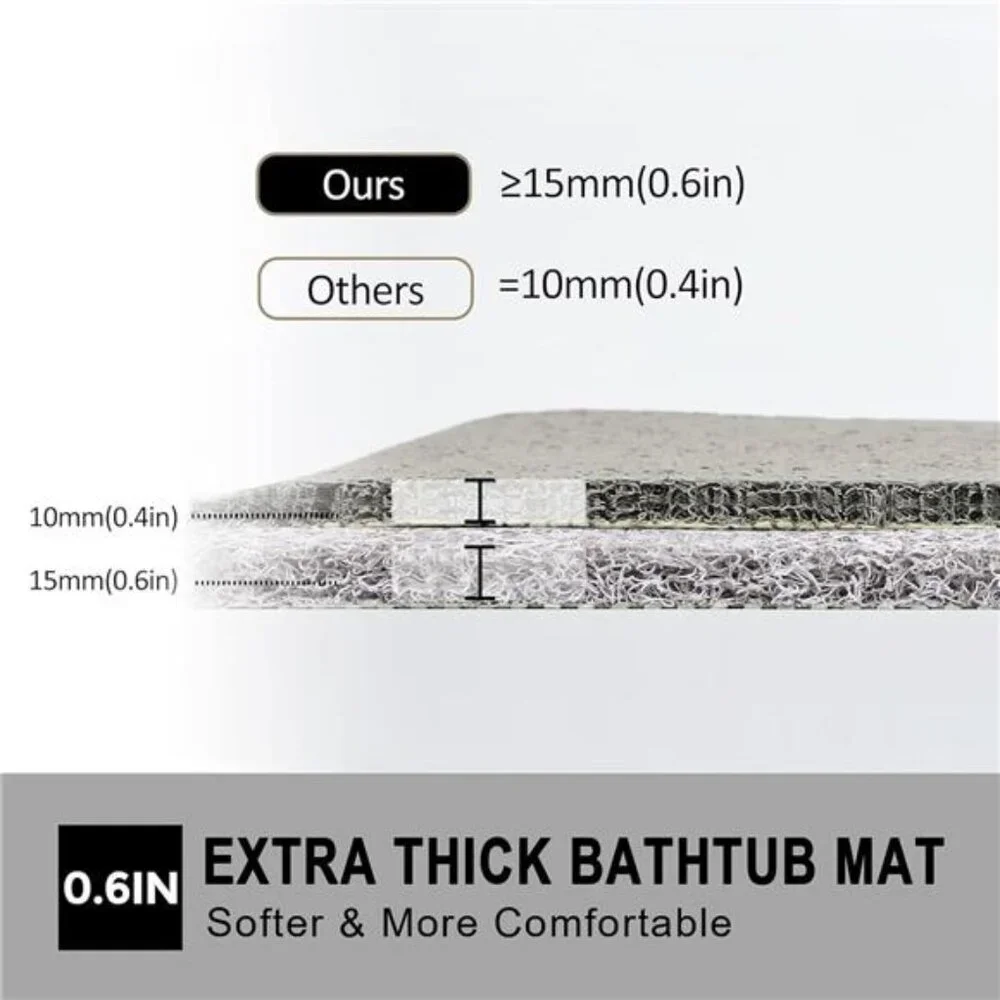 Non Slip Bathtub Mat Extra Thick Loofah Shower Bath Mat Quick Dry Grey